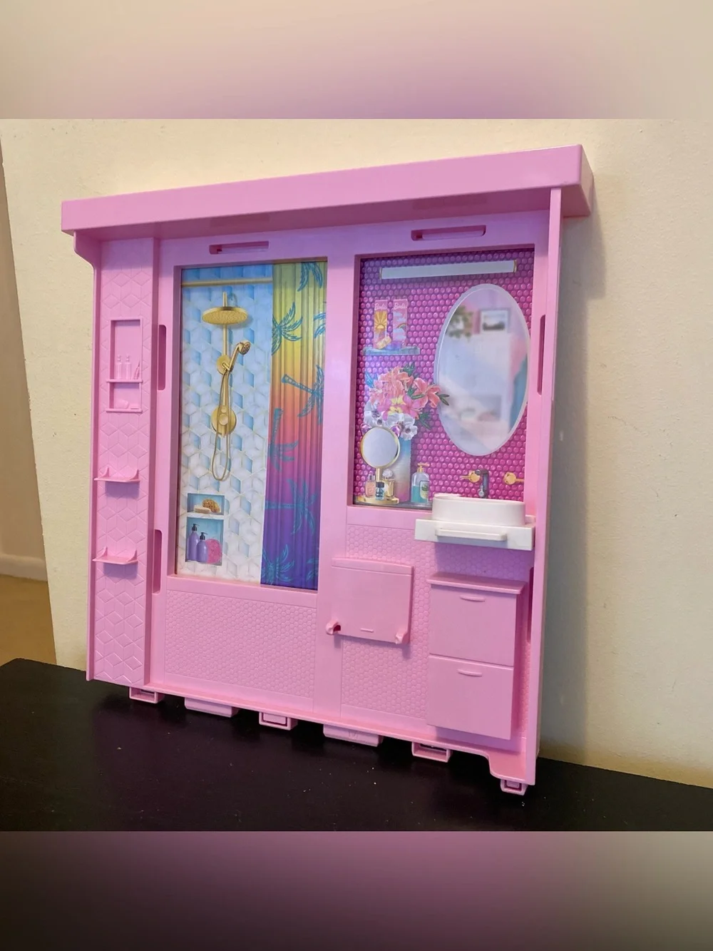 Mattel Barbie Malibu Vacation House Dollhouse Pink Bathroom Wall Part Piece